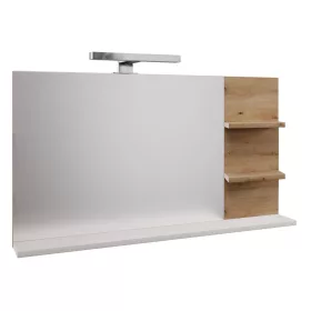   Tükör LED világítással, fehér/artisan tölgy, CUBO CUB04