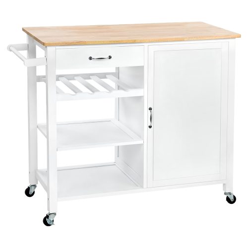 Tálalókocsi, fehér/természetes, ROBINS