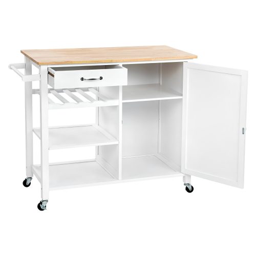 Tálalókocsi, fehér/természetes, ROBINS