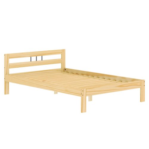 Ágy ráccsal, természetes, fenyőfa, 140x200, JONA