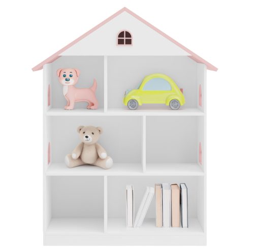 Gyerek könyvespolc, fehér/rózsaszín, MAISON TYP 1