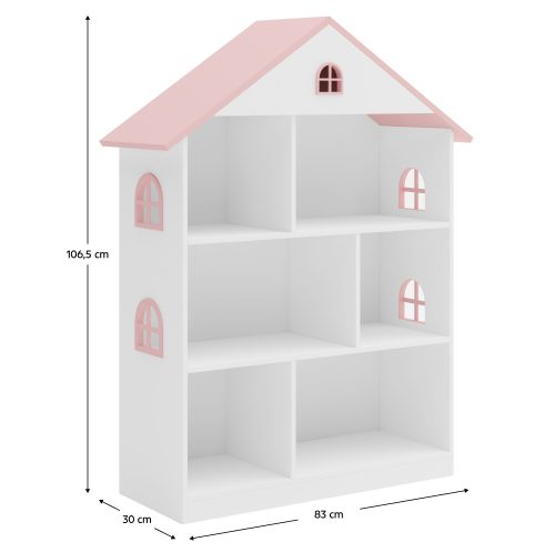 Gyerek könyvespolc, fehér/rózsaszín, MAISON TYP 1