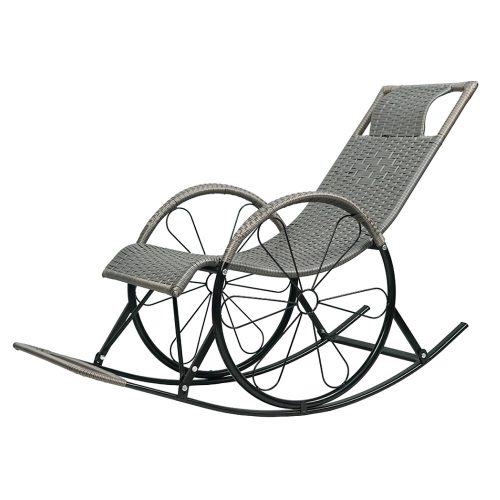 Hintaszék, rattan/fém, szürke, ROKIN