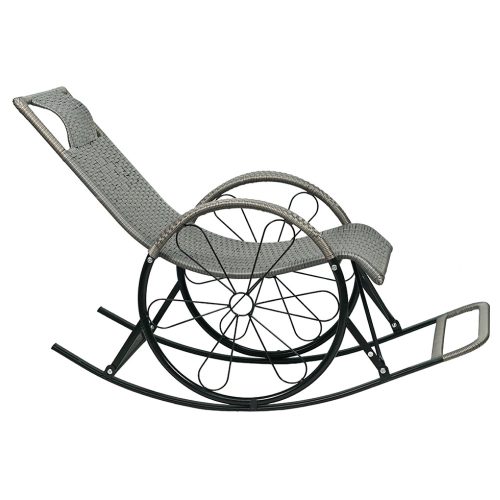 Hintaszék, rattan/fém, szürke, ROKIN