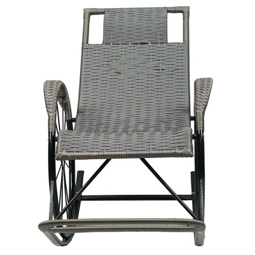 Hintaszék, rattan/fém, szürke, ROKIN