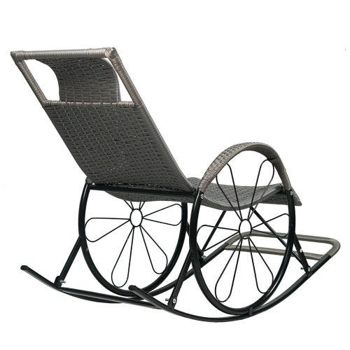 Hintaszék, rattan/fém, szürke, ROKIN