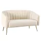 Design kétszemélyes kanapé, bézs Velvet szövet/gold króm-arany, BAGY