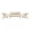 Design kétszemélyes kanapé, bézs Velvet szövet/gold króm-arany, BAGY