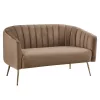 Design kétszemélyes kanapé, barna Velvet szövet/gold króm-arany, BAGY