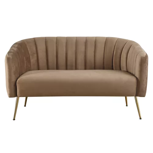 Design kétszemélyes kanapé, barna Velvet szövet/gold króm-arany, BAGY