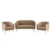 Design kétszemélyes kanapé, barna Velvet szövet/gold króm-arany, BAGY