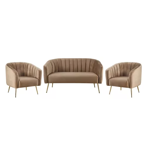 Design kétszemélyes kanapé, barna Velvet szövet/gold króm-arany, BAGY