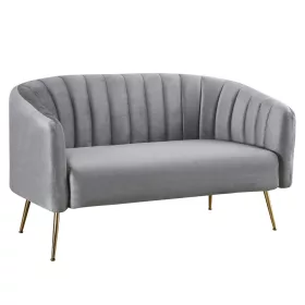   Design kétszemélyes kanapé, szürke Velvet szövet/gold króm-arany, BAGY
