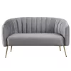 Design kétszemélyes kanapé, szürke Velvet szövet/gold króm-arany, BAGY
