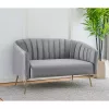 Design kétszemélyes kanapé, szürke Velvet szövet/gold króm-arany, BAGY