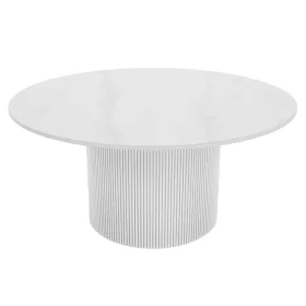   Dohányzóasztal, fehér márvány/MDF, átmérő 80 cm, MAHIR TYP 1