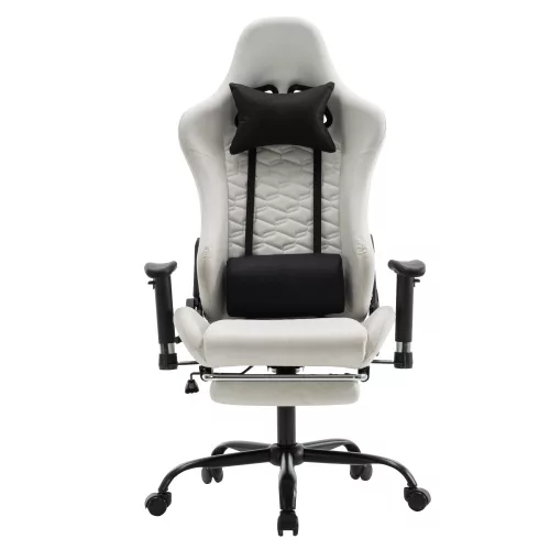 Irodai/gamer szék, fehér/fekete, teherbírás 150 kg, PAPIBAS