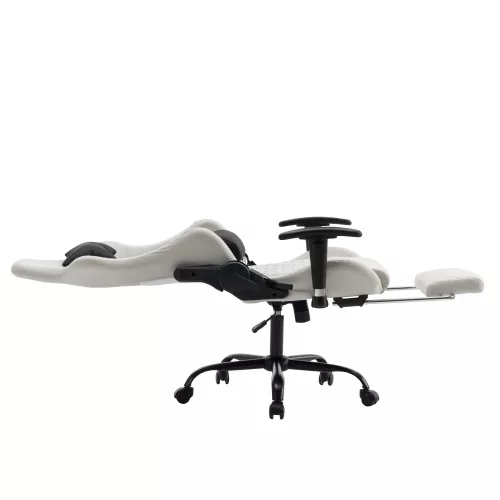 Irodai/gamer szék, fehér/fekete, teherbírás 150 kg, PAPIBAS