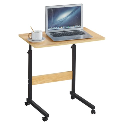 Állítható PC asztal kerekekkel, tölgy/fekete, JUSTUS