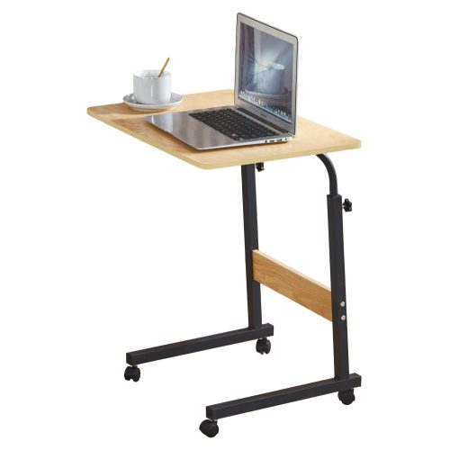 Állítható PC asztal kerekekkel, tölgy/fekete, JUSTUS