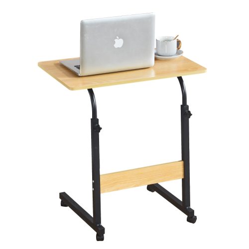 Állítható PC asztal kerekekkel, tölgy/fekete, JUSTUS