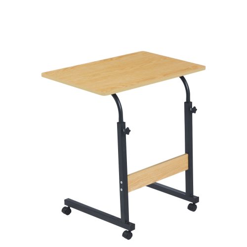 Állítható PC asztal kerekekkel, tölgy/fekete, JUSTUS