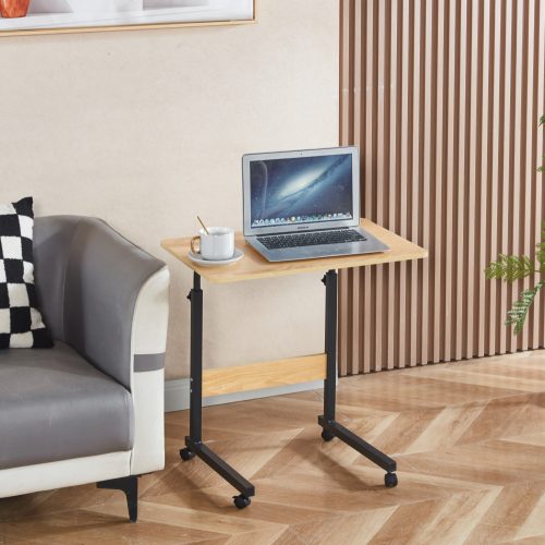 Állítható PC asztal kerekekkel, tölgy/fekete, JUSTUS