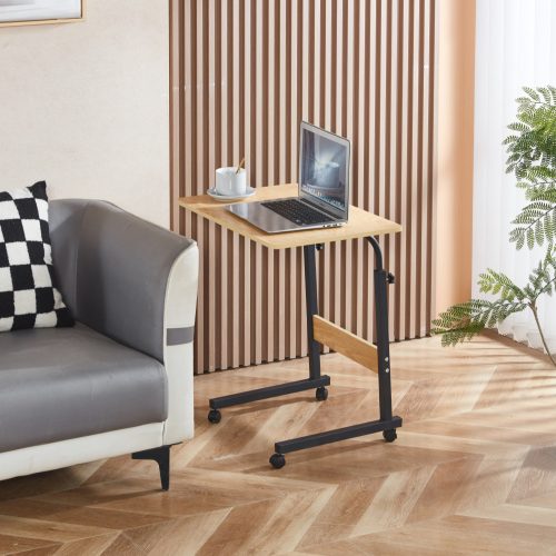 Állítható PC asztal kerekekkel, tölgy/fekete, JUSTUS