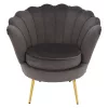 Art-deco stílusú fotel, szürkésbarna Velvet szövet/gold arany króm, NOBLEO