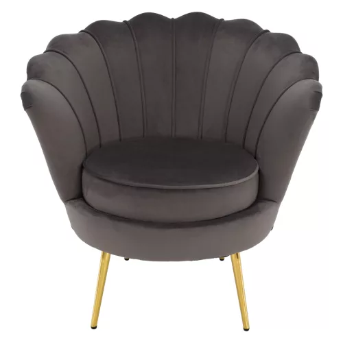 Art-deco stílusú fotel, szürkésbarna Velvet szövet/gold arany króm, NOBLEO