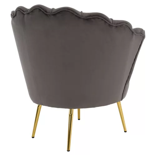 Art-deco stílusú fotel, szürkésbarna Velvet szövet/gold arany króm, NOBLEO