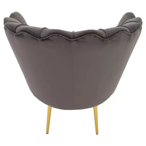 Art-deco stílusú fotel, szürkésbarna Velvet szövet/gold arany króm, NOBLEO