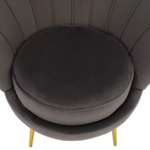 Art-deco stílusú fotel, szürkésbarna Velvet szövet/gold arany króm, NOBLEO
