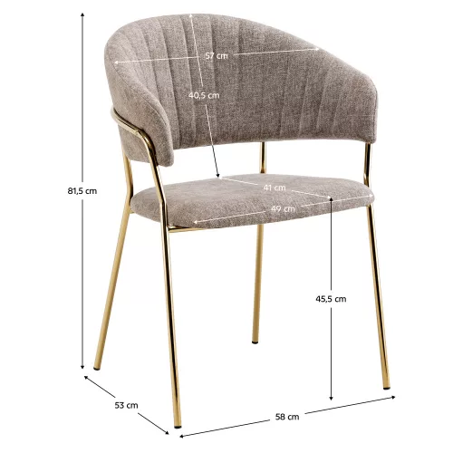 Design étkezőszék, barna szövet/gold króm arany, DASMIN TYP 1