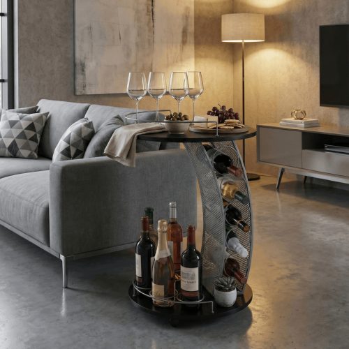 Tálalóasztal, fekete/ezüst, ALADAR NEW