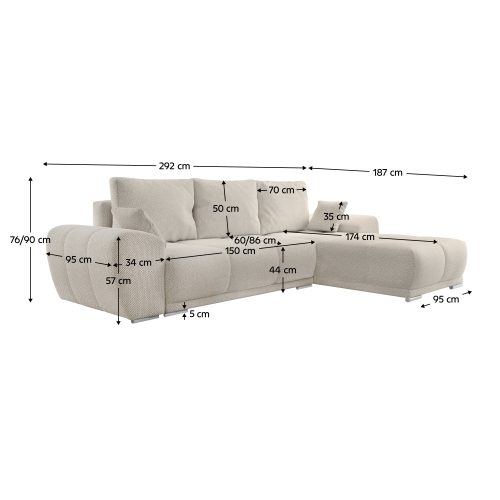 Univerzális ülőgarnitúra, krémszínű, KERIM ROH