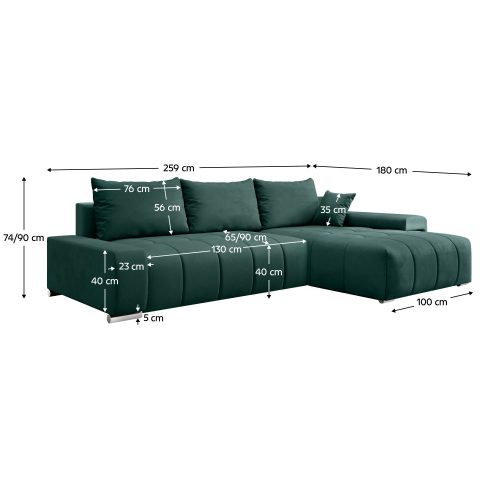 Univerzális ülőgarnitúra, smaragdzöld, VEZAN ROH