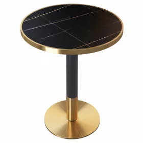   Bisztró asztal étkezőbe, fekete márvány/fekete/arany, átmérő 80 cm, OREN