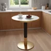 Bisztró asztal étkezőbe, fehér márvány/fekete/arany, átmérő 80 cm, OREN