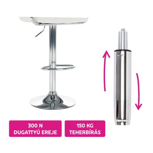 Gázrugó, króm, hosszúság 69,4 cm, 150 kg, PIEST TYP 8