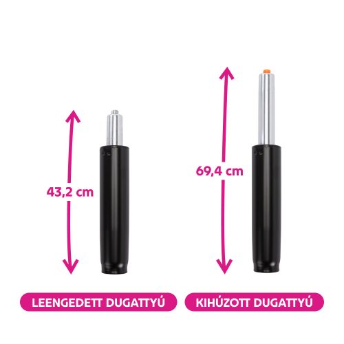 Gázrugó, fekete, hosszúság 69,4 cm, 150 kg, PIEST TYP 7