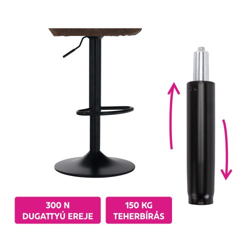 Gázrugó, fekete, hosszúság 69,4 cm, 150 kg, PIEST TYP 7