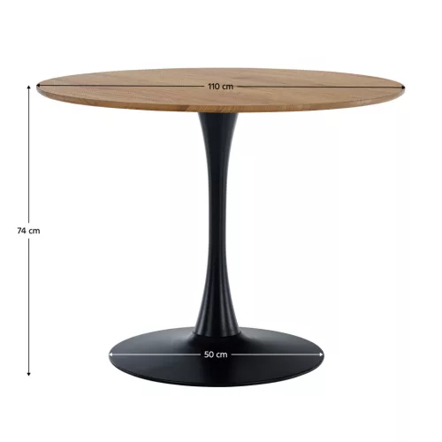 Étkezőasztal, tölgy/fekete, átmérő 110 cm, REVENTON NEW