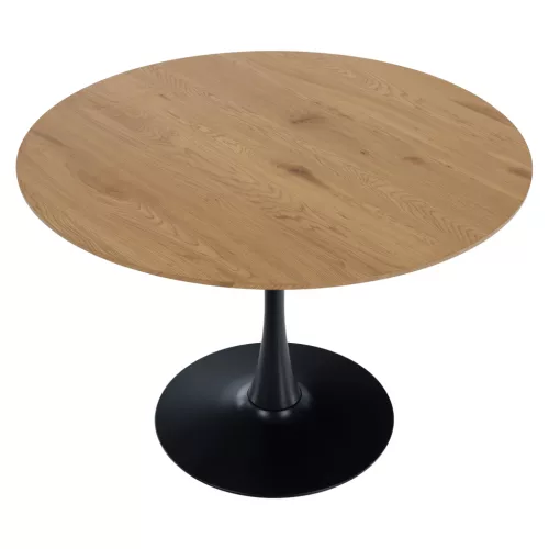 Étkezőasztal, tölgy/fekete, átmérő 110 cm, REVENTON NEW