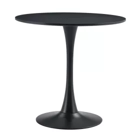 Étkezőasztal, fekete, átmérő 80 cm, REVENTON NEW