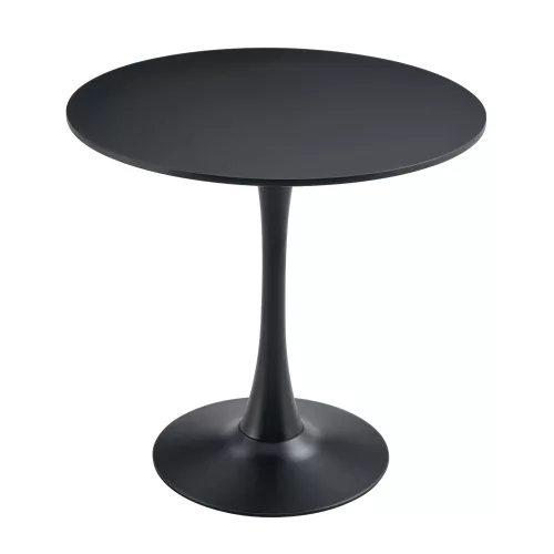 Étkezőasztal, fekete, átmérő 80 cm, REVENTON NEW