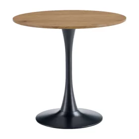Étkezőasztal, tölgy/fekete, átmérő 80 cm, REVENTON NEW