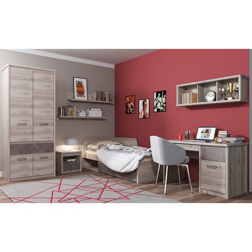 Ágy, 90x200, nairobi gesztenye/onix, JESI NEW