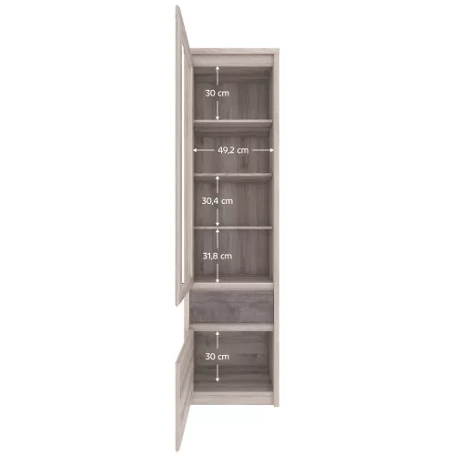 Vitrin 1D1W1S, nairobi gesztenye/onix, JESI NEW