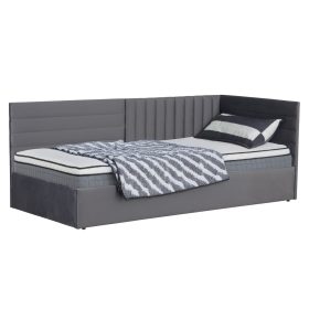 Ágy ágyráccsal, 90x200, szürke Velvet szövet, MEVIA